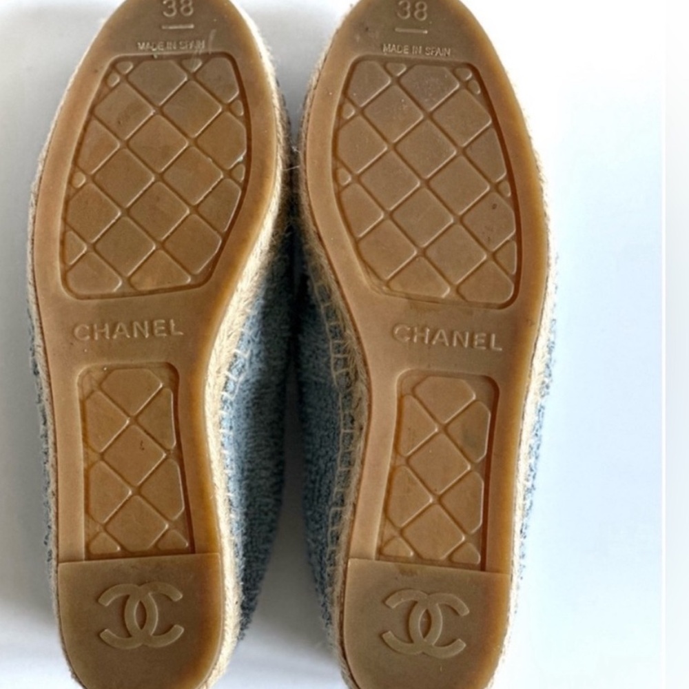 CHANEL Fabric Grosgrain CC Espadrilles 38 Blue Light - Picture 9 of 9